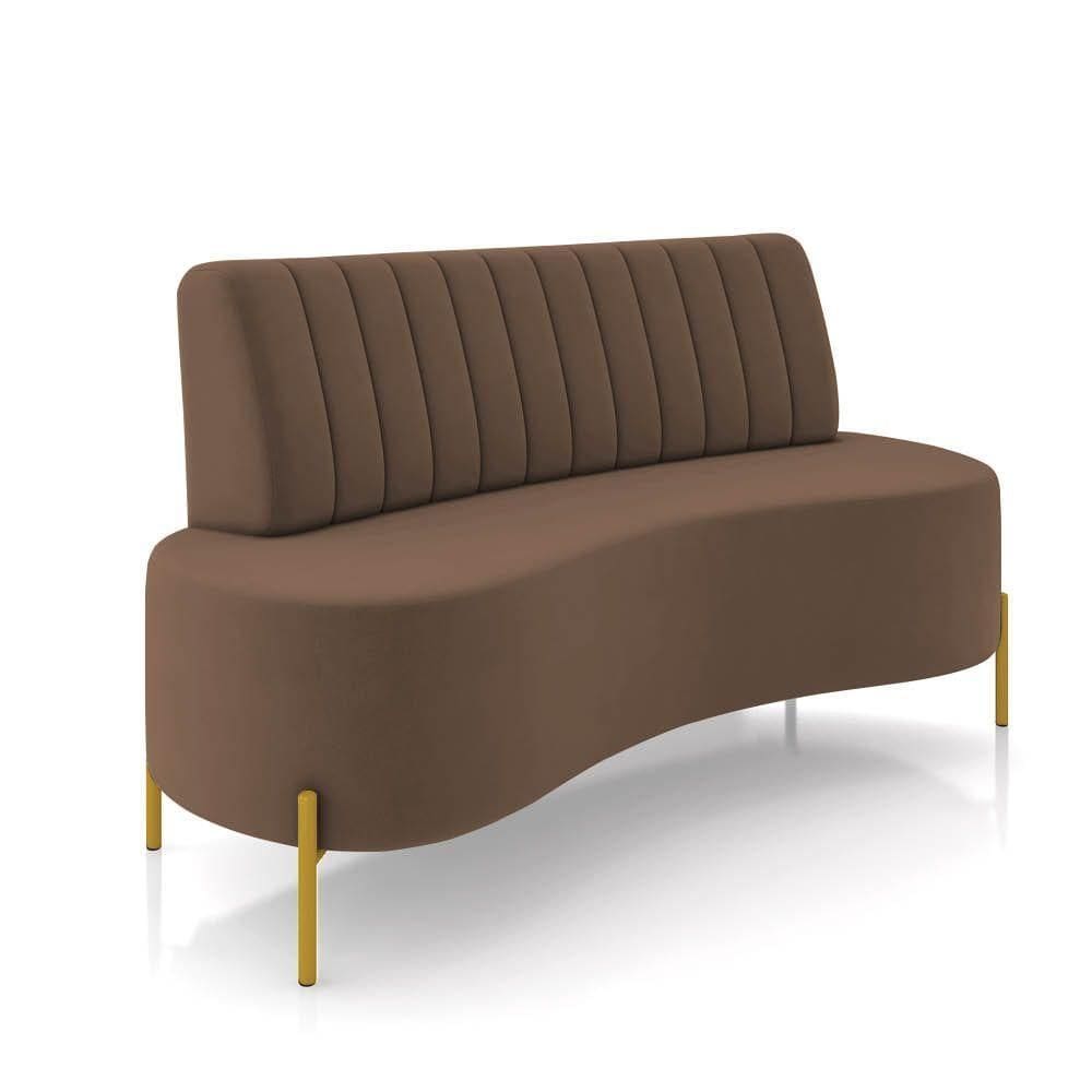 Sofá 2 Lugares Living 135cm Pé Ferro Dourado Maraú Veludo Marrom K01 - D\`rossi