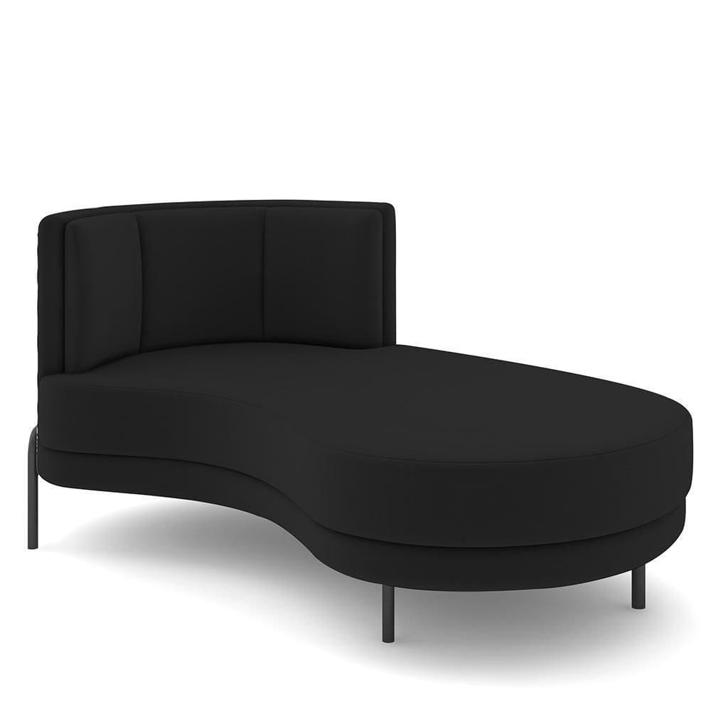 Sofá Chaise Longue Living Lucca Direito D02 Veludo Preto C-300