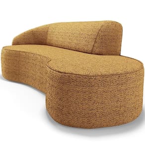 Sofá 3 Lugares Curvo Living Firenze Esquerdo D02 Bouclê Mostarda 180cm Pb-03