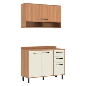 Armário De Cozinha Compacta Modulada Com Balcão Havana Multimóveis CR20339 Rovere/champanhe