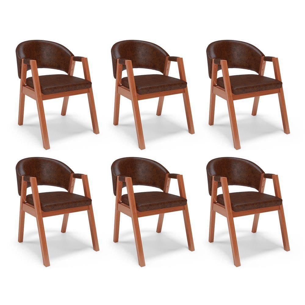 Kit 06 Cadeiras De Jantar E Living Anisha Estofada Couríssimo Whisky - Desk Design