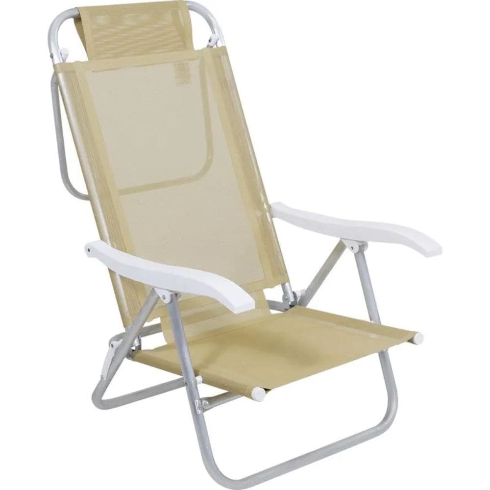 Cadeira De Praia Reclinável 6 Posições Bege Sunny Belfix