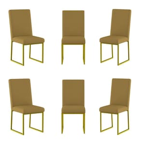 Kit 6 Cadeiras Estofadas Base De Ferro Para Mesa De Jantar Capuccino