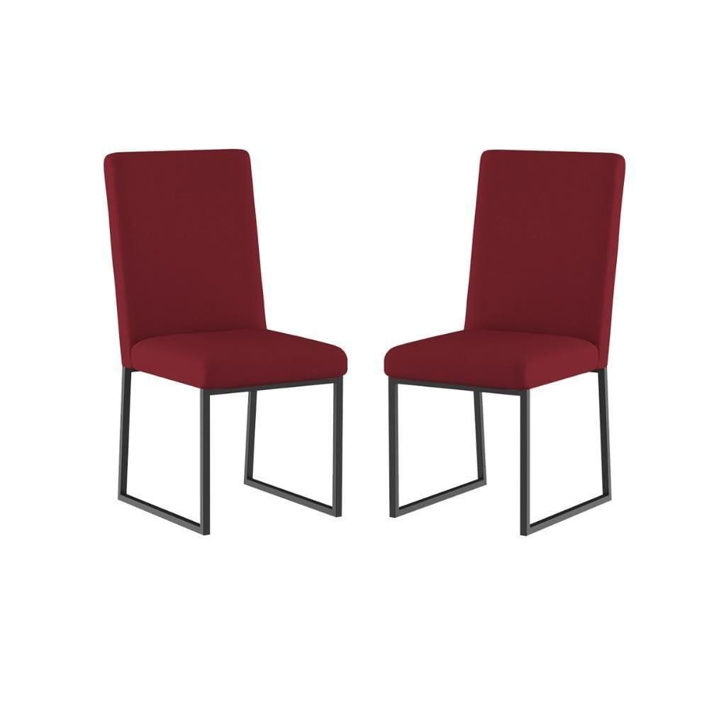 Kit 2 Cadeiras Para Mesa De Jantar Base Industrial Preto Balaqui Marsala