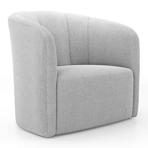 Poltrona Decorativa Living Abby Bouclê Cinza Claro - Desk Design