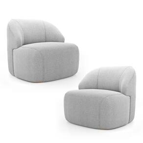 Kit 02 Poltronas Decorativas Kaya Orgânica Bouclê Cinza Claro - Desk Design