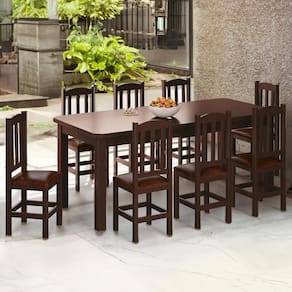 Conjunto Mesa Com 8 Cadeiras Madeira Maciça Estofado Corino 200cm Castanho Sapphira Shop Jm