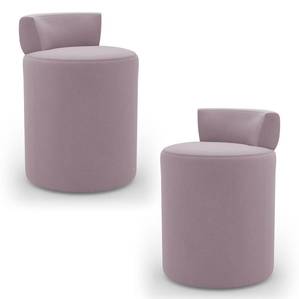 Kit 02 Puffs Decorativos Orgânicos Living Aegon Minimalista Veludo Rosê - Desk Design