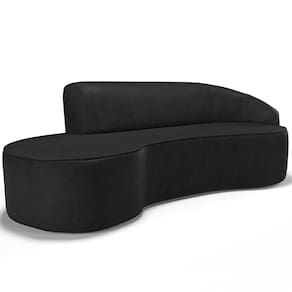 Sofá 3 Lugares Curvo Living Firenze Direito D02 Couríssimo Preto 180cm B-159 - Lyam