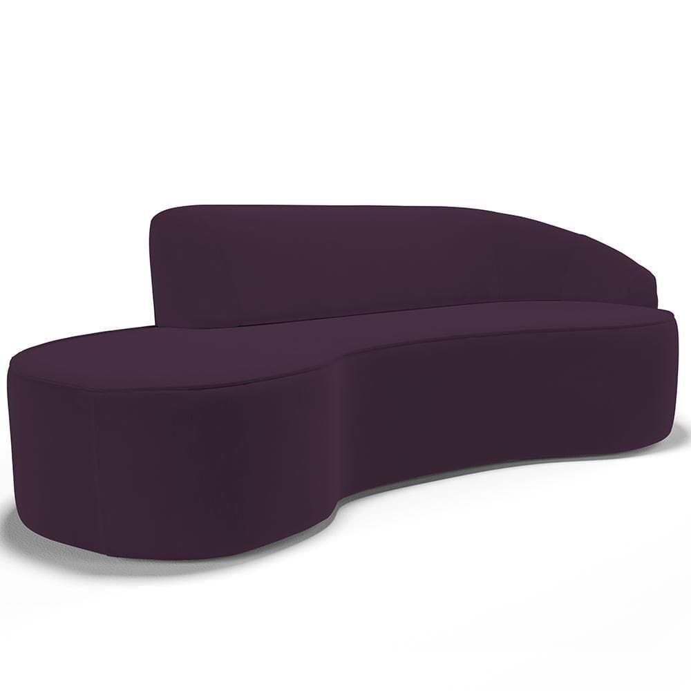 Sofá 4 Lugares Curvo Living Firenze Direito D02 Veludo Roxo 260cm C-292 - Lyam