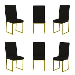 Kit 6 Cadeiras Estofadas Base De Ferro Para Mesa De Jantar Preto