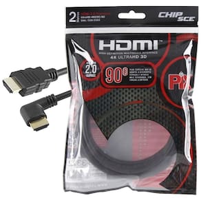 Cabo Hdmi 2.0 19 Pinos 4k Plug 90 Graus 2 Metros