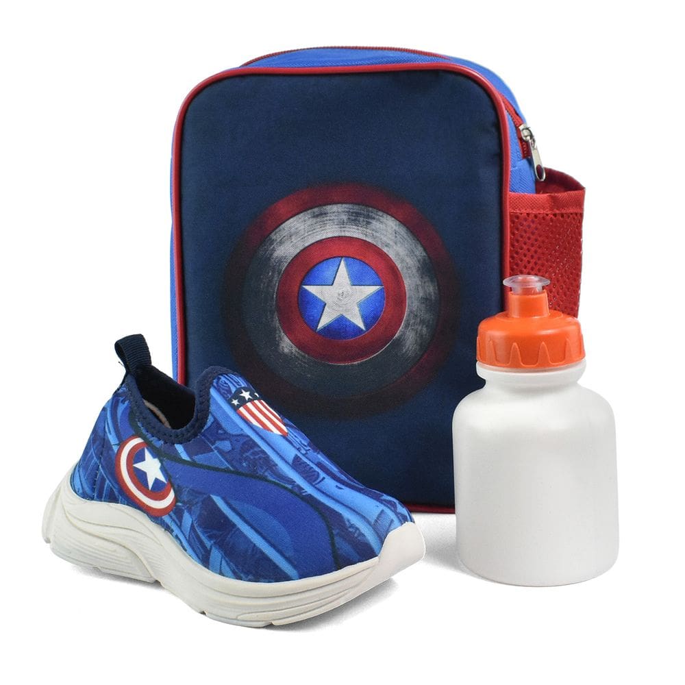 Tênis Kit Mochila e Cantil Botinho Heróis Casual Meninos Marinho