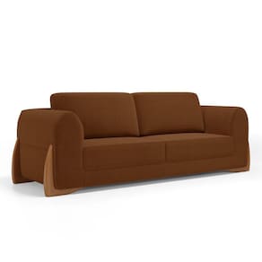 Sofá Living Bloom 180cm 02 Lugares Com Pés De Madeira Bouclê Terracota - Desk Design