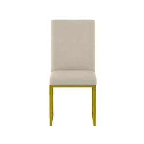 Cadeira Estofadas Base De Ferro Dourado Para Mesa De Jantar Bege