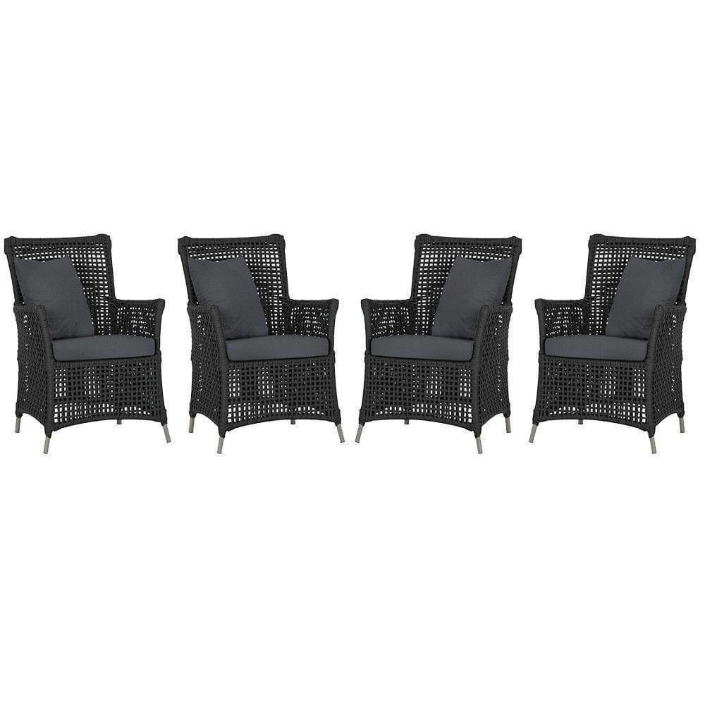4 Poltronas Igapó Alumínio Pintura Fendi Corda Náutica E11 Preto