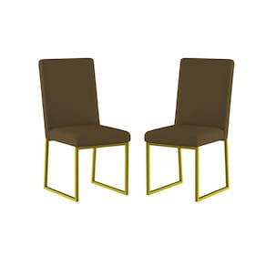Kit 2 Cadeiras Estofadas Base De Ferro Para Mesa De Jantar Marrom
