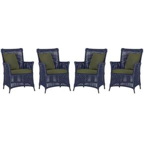 4 Poltronas Igapó Alumínio Pintura Preta Corda Náutica E13 Azul