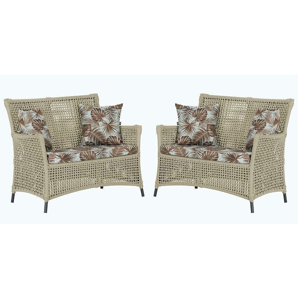 2 Sofás área Externa Igapó Alumínio Preta Corda Náutica E6 Rami