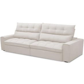 Sofá Retrátil Reclinável Para Sala De Estar Living 250cm Dimas F04 Bouclê Cru