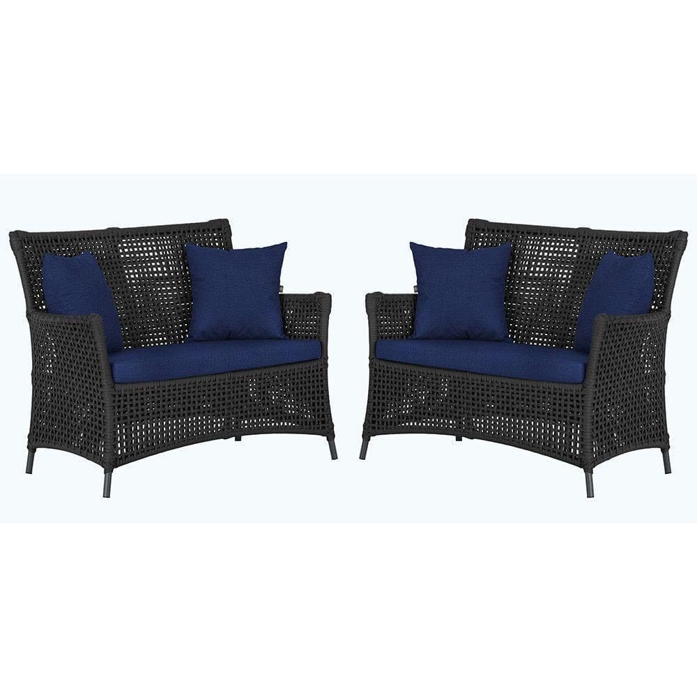 2 Sofás área Externa Igapó Alumínio Preta Corda Náutica E10 Preto