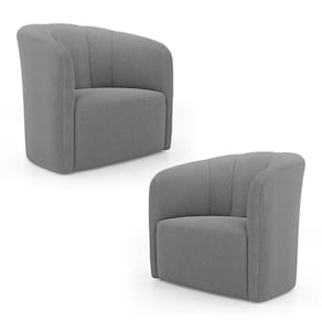 Kit 02 Poltronas Decorativas Abby Bouclê Cinza Escuro - Desk Design