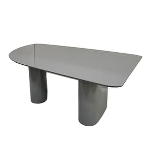 Mesa De Jantar Orgânica Stella 160x90cm Base Cinza Tampo Cinza
