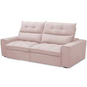 Sofá Retrátil Reclinável Para Sala De Estar Living 210cm Dimas F04 Veludo Rosê