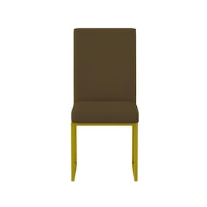 Cadeira Estofada Base De Ferro Dourado Para Mesa De Jantar Marrom