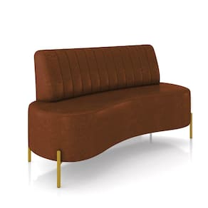 Sofá 2 Lugares Living 160cm Pé Ferro Dourado Maraú Sint Pu Marrom K01 - D\`rossi