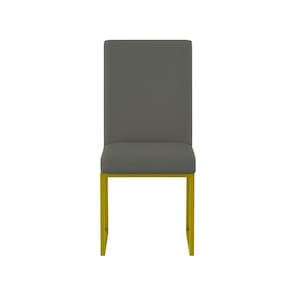 Cadeiras Estofadas Base De Ferro Dourado Para Mesa De Jantar Cinza