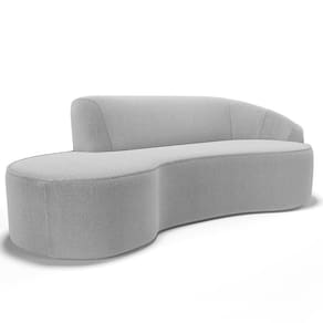 Sofá 5 Lugares Curvo Living Firenze Direito D02 Bouclê Cinza 300cm B-56 - Lyam