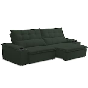 Sofá Retrátil Reclinável Living 230cm ártico F04 Veludo Verde