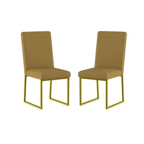 Kit 2 Cadeiras Estofadas Base De Ferro Para Mesa De Jantar Capuccino