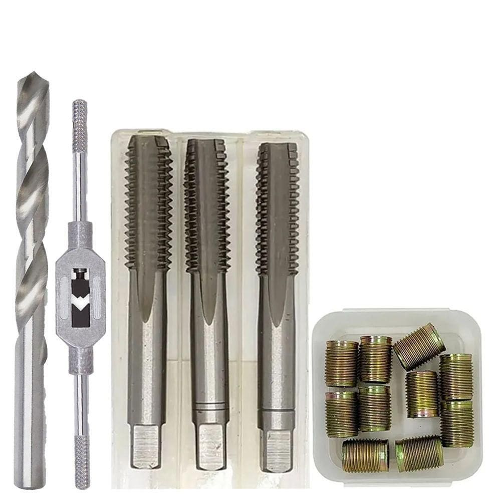 Rosca Postiça Bucha Roscada - M6 X 1,0 - M8 X 1,25 + Macho M8 X 1,25 + Vira Macho Nº 0 - Cap. (mm) M1-m8 + Broca 6,75mm