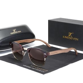 Óculos De Sol Polarizados Artesanal Retro Kingseven Madeira