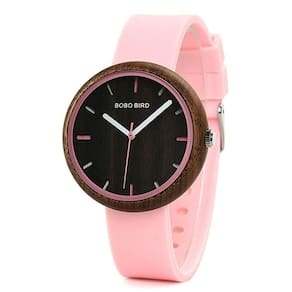 Relógio Feminino Bobo Bird Madeira Wr28 Não à Prova D` água Rosa