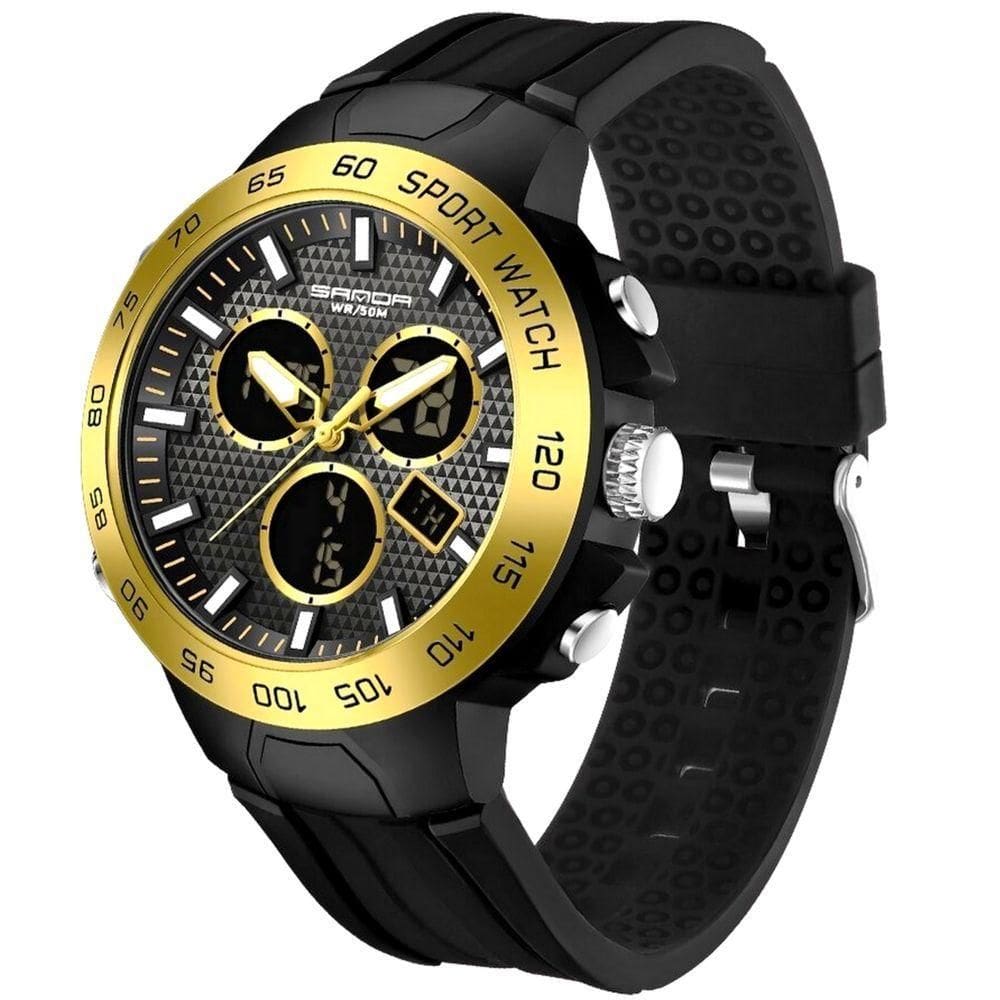 Relógio Pulso Digital Masculino Display Duplo A Prova D`Água