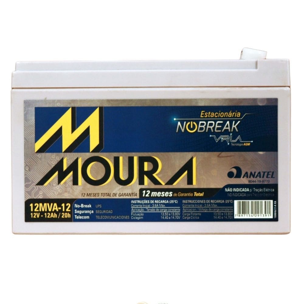 Bateria Estacionária VRLA 12Ah 12V Moura Nobreak - 12MVA-12