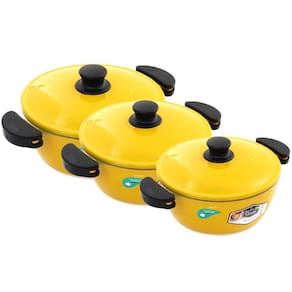 Kit Panelas Gulê Alumínio 2,2l 2,5l 3,5l 3 Peças Amarelo