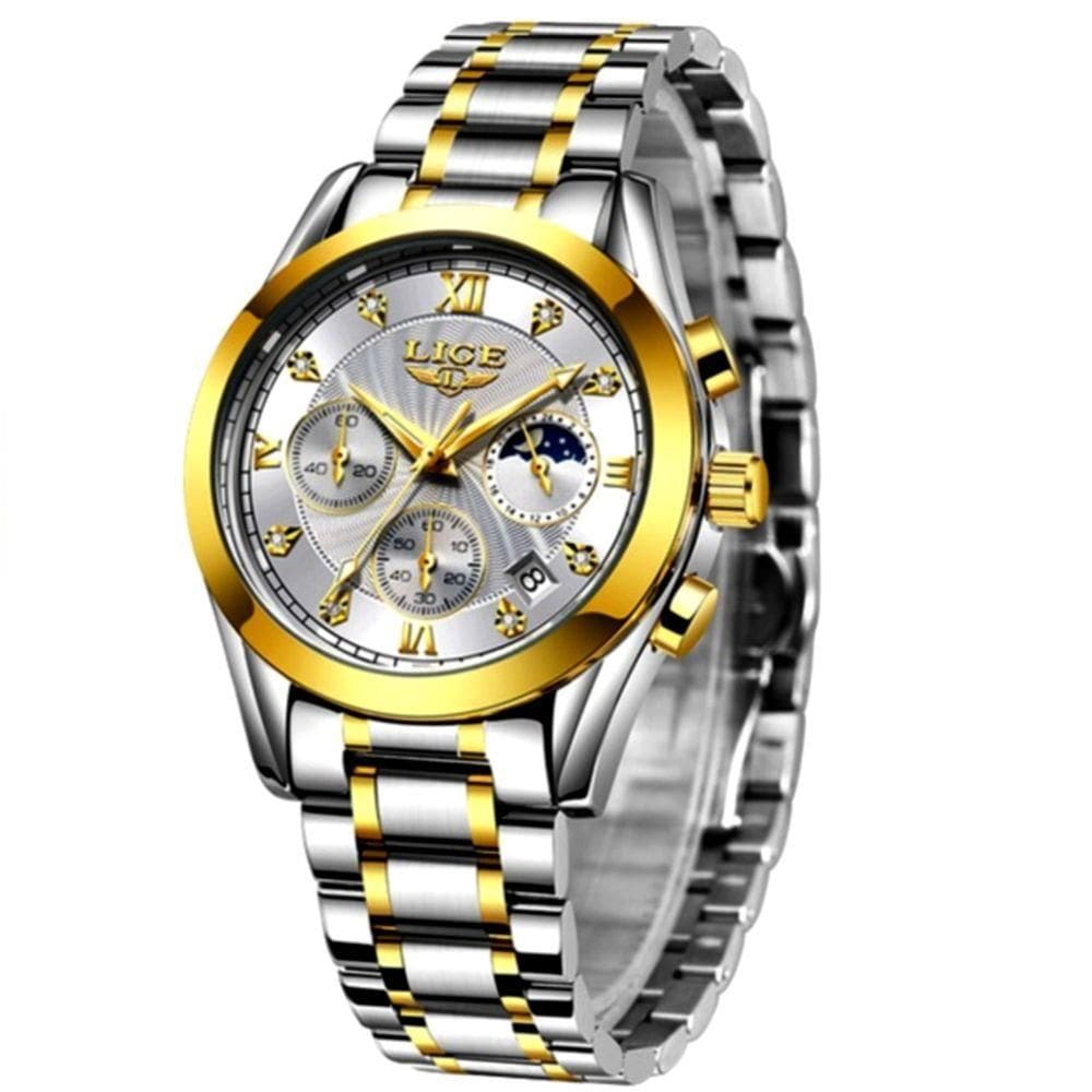Relógio Feminino Analogico De Quartzo Pulseira Em Aço Casual