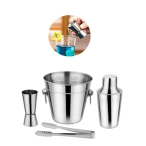 Kit Drink Bar Man Profissional Aço Inox Coqueteleira Dosador
