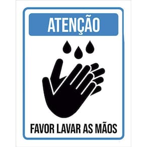 Kit 3 Placas De Sinalização - Atenção Favor Lavar Mãos