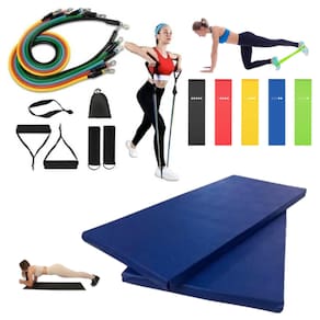 Kit Ginastica Academia com Elástico extensor 11 peça +  Colchonete + Kit 5 Mini Band