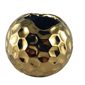Vaso Decorativo De Flores Cerâmica Luxuoso Dourado Moderno
