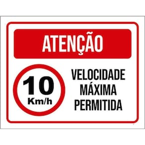 Kit 3 Placas Atenção 20Km Velocidade Máxima