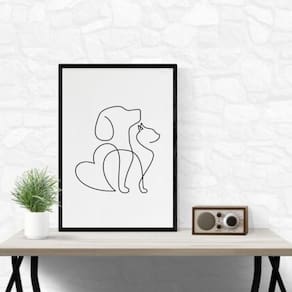 Quadro Clinica Veterinária Minimalista 33X24Cm - Com Vidro