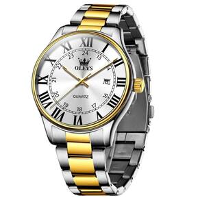 Relógio Masculino Em Aço Inoxidável Quartzo Escala Romana Moda Classica Dourado