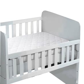 Kit Enxoval Protetor de Colchão Impermeavel Lençol Para Mini Berço Elastico Branco