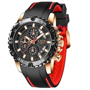 Relógio Masculino Pulseira De Silicone Esportivo De Quartzo Dourado